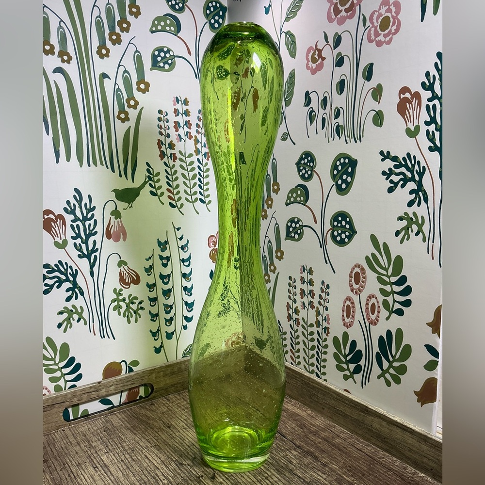 Vintage Green Glass Vase Late 1970’s/ Early 1980’s